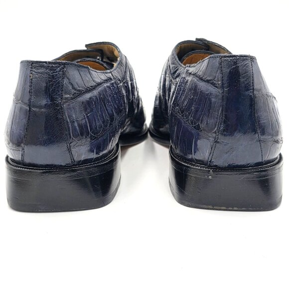NEW Belvedere Exotic Navy Blue Crocodile Dress Shoes Men size 15 Split-toe Derby main image 6